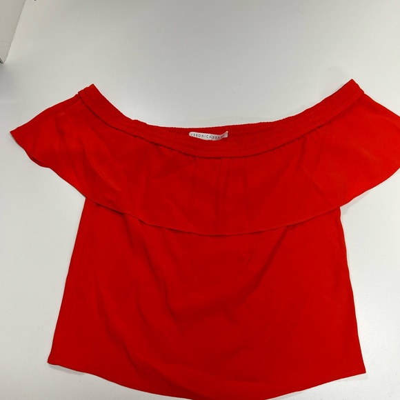Veronica Beard Coast Ruffle Off-the-Shoulder Top in Orange Size 4 - Picture 2 of 11